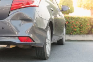 Rental car with a dent after a minor accident