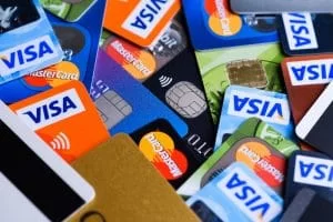 Pile of different types of credit cards