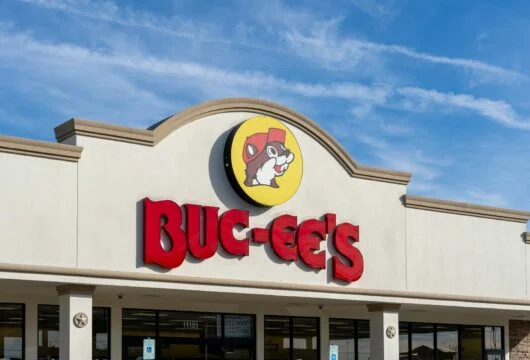 Logo sign above the entrance of a Buc-ee's store
