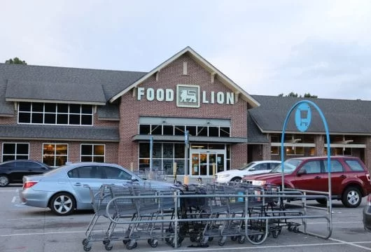 Exterior of a Food Lion store pictured from the parking lot
