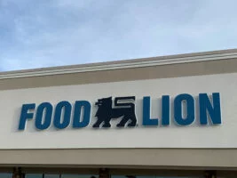 Food Lion logo sign on the outside of a store