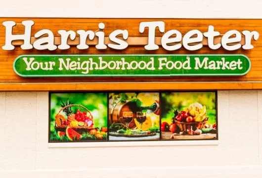 Harris Teeter sign on the outside of a store