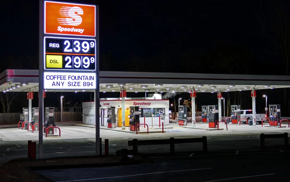 Speedway gas station at night