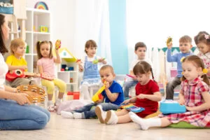 Children in class at a center like Tutor Time