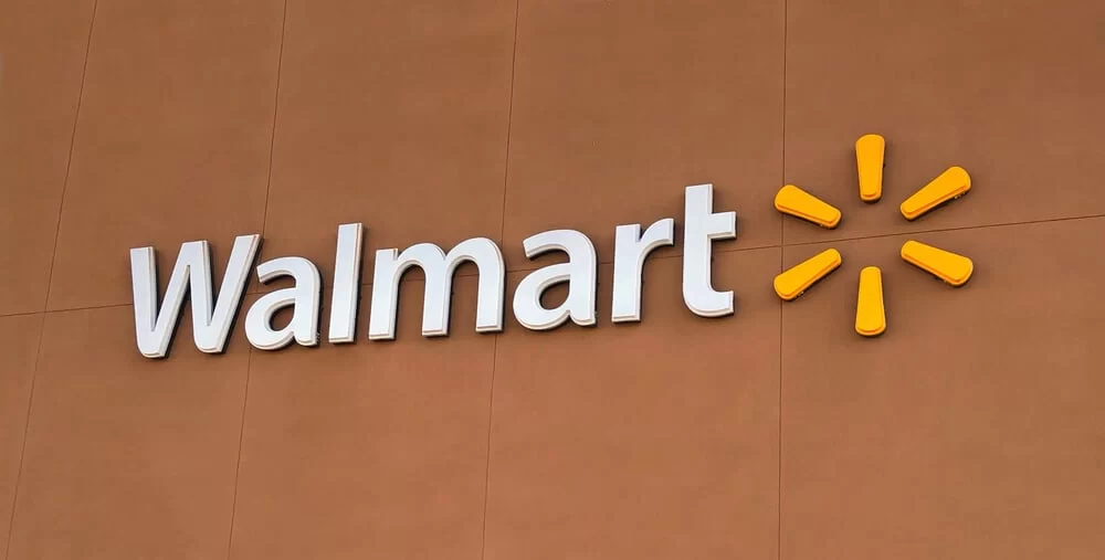 Logo sign on the outside of a Walmart store