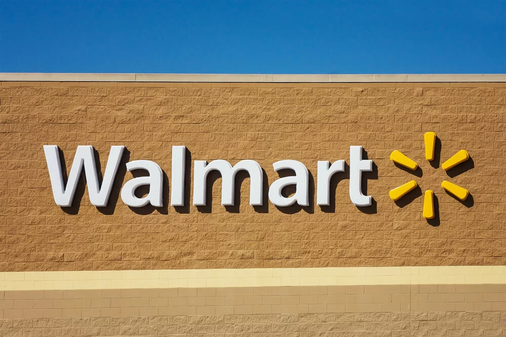Logo sign on the outside of a Walmart store