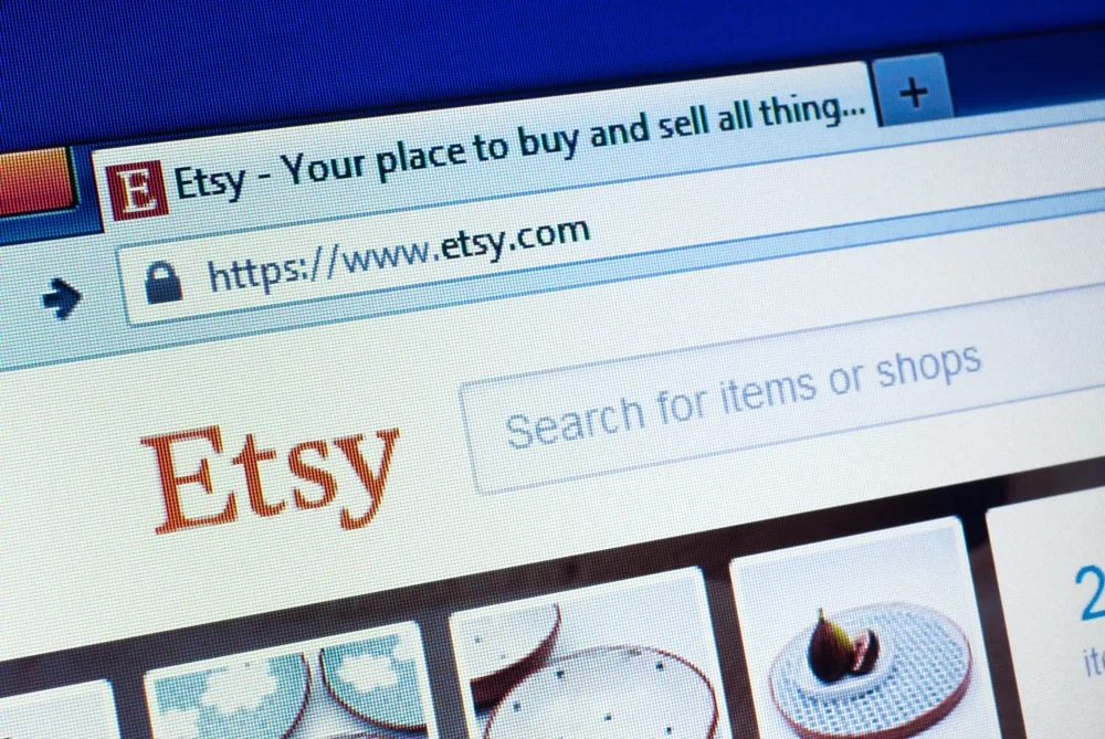 Etsy website shown on a computer screen