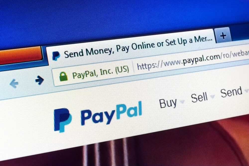 Close-up of the PayPal logo on PayPal's website