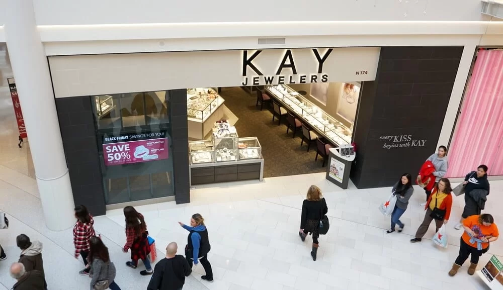 Shoppers enter a Kay Jewelers store in a mall