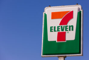 Sign for 7-Eleven, a convenience store that offers 24-hour services at some locations