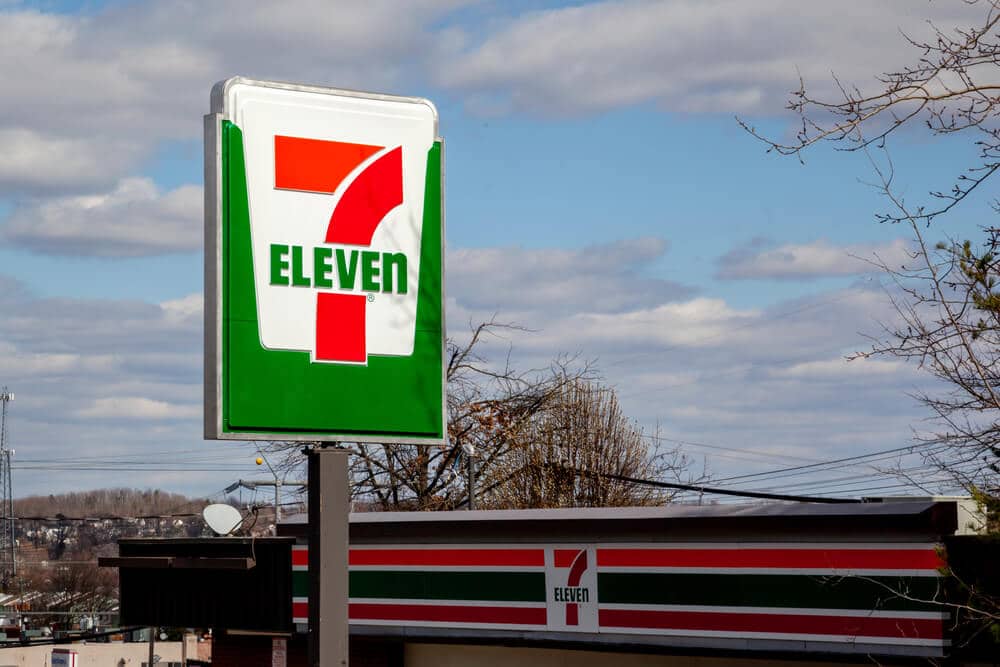 Logo sign outside of a 7-Eleven store