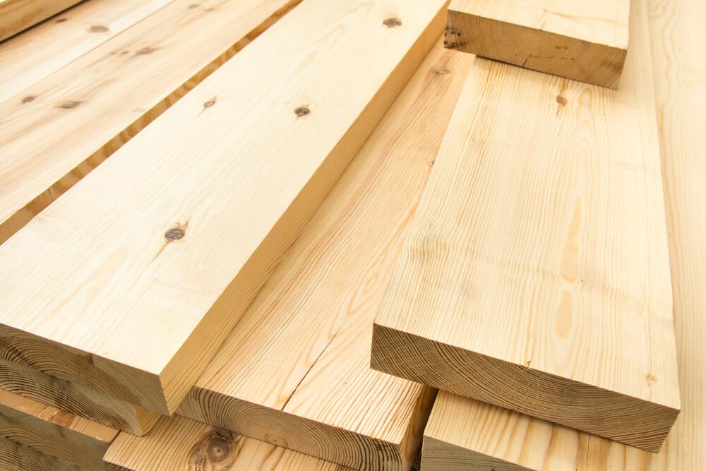 A pile of cut lumber
