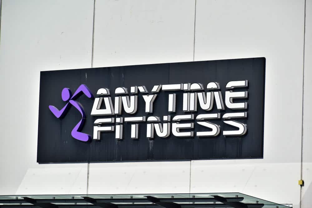 Anytime Fitness sign on the outside of a gym