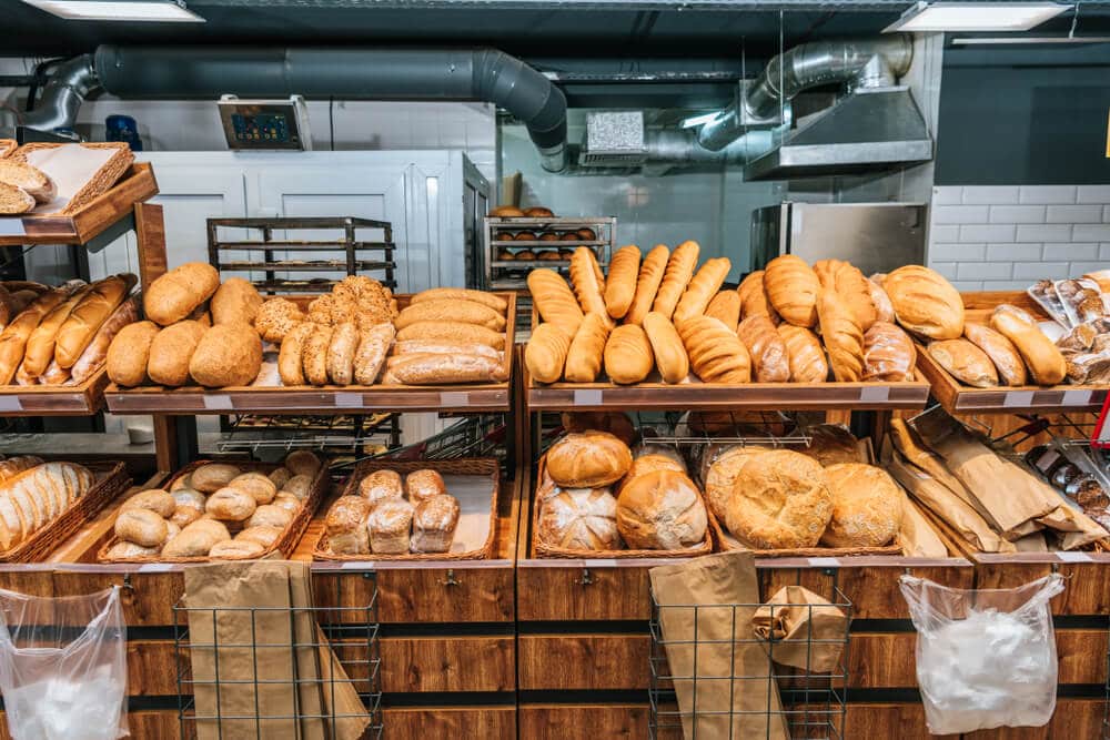 Fresh baked bread on display at a bakery that accepts EBT