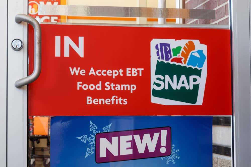EBT acceptance sign on the door of a store