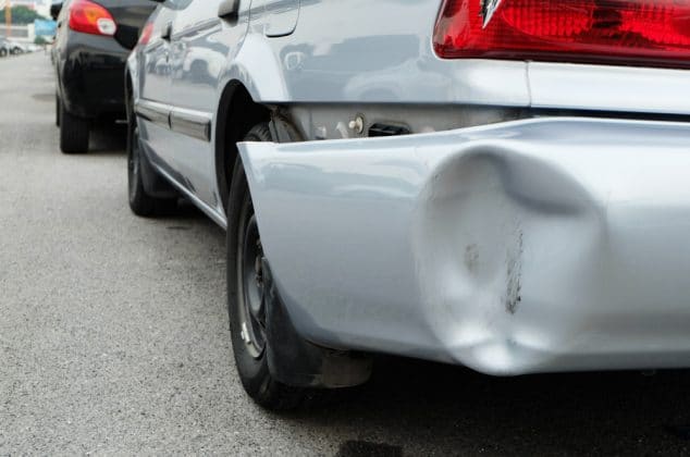 Damaged car requiring a car insurance claim