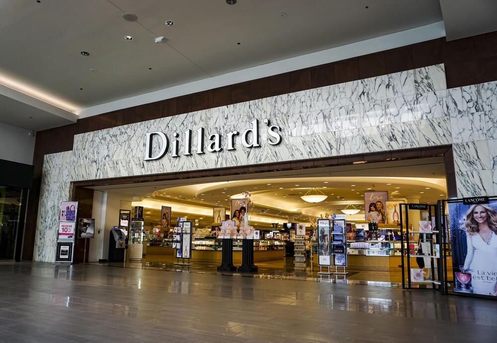 Dillard's storefront inside of a mall