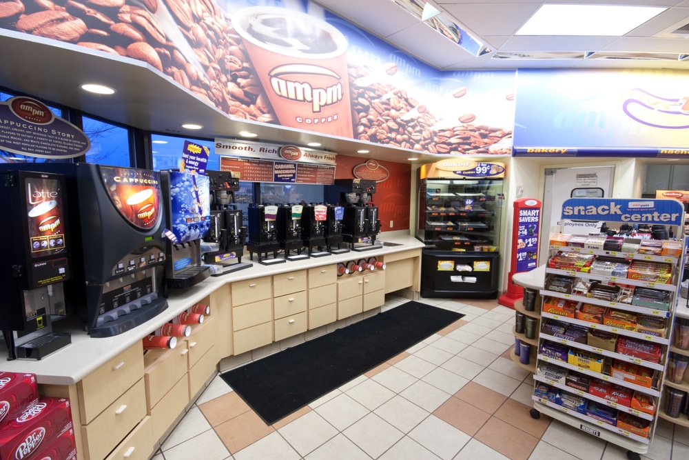 Inside of an ampm gas station