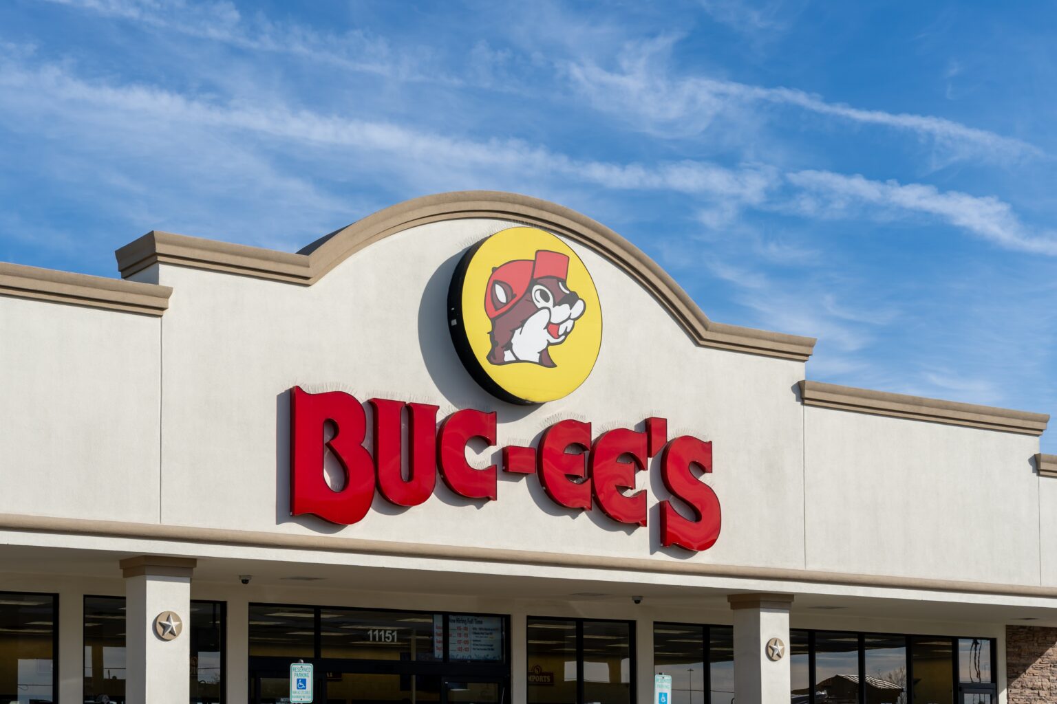 Logo sign above the entrance of a Buc-ee's store