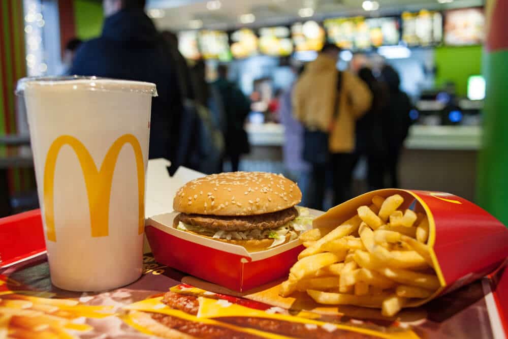 McDonald's meal on a table inside of the restaurant