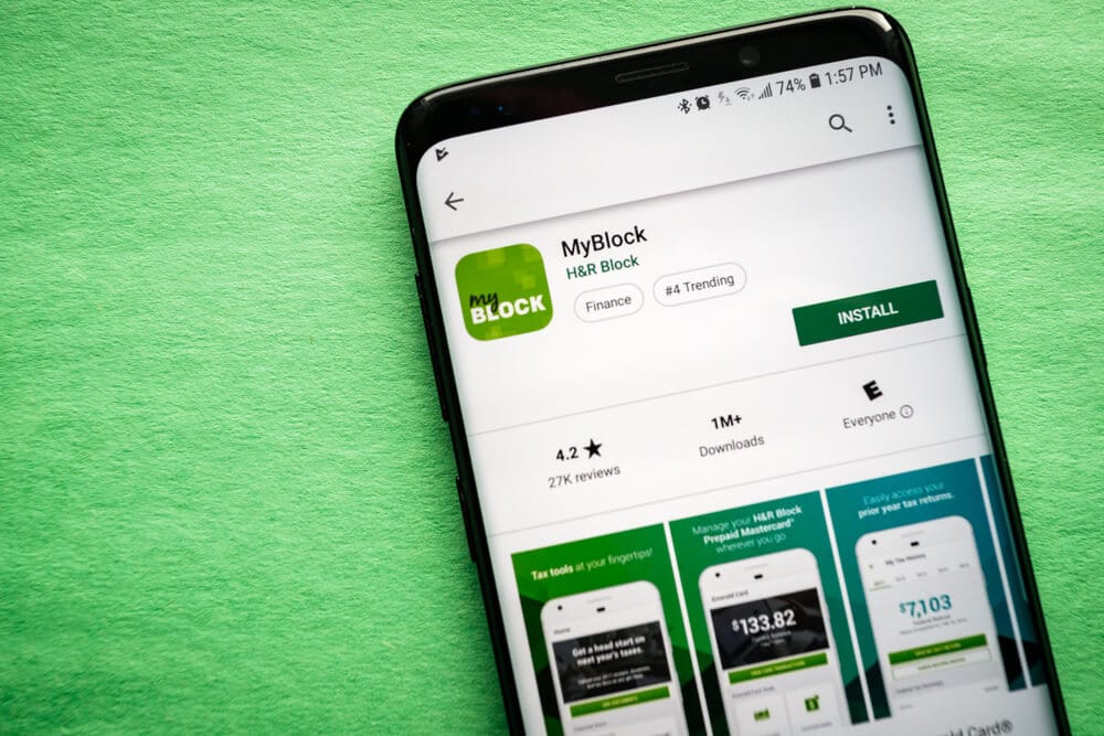 MyBlock app from H&R Block on a phone