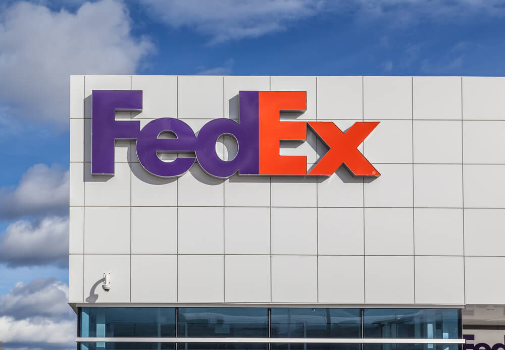 FedEx logo on the side of a building.