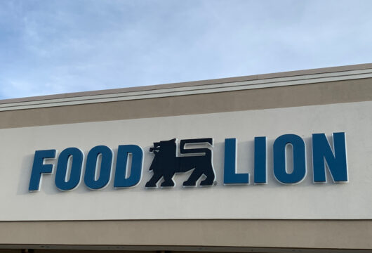 Food Lion logo sign on the outside of a store