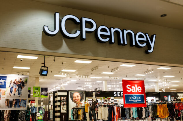 Entrance to a JCPenney store inside of a mall