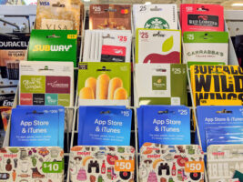 Display of gift cards sold at Meijer or a similar store