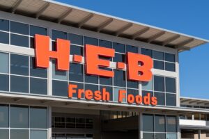 H-E-B sign above the entrance of a store
