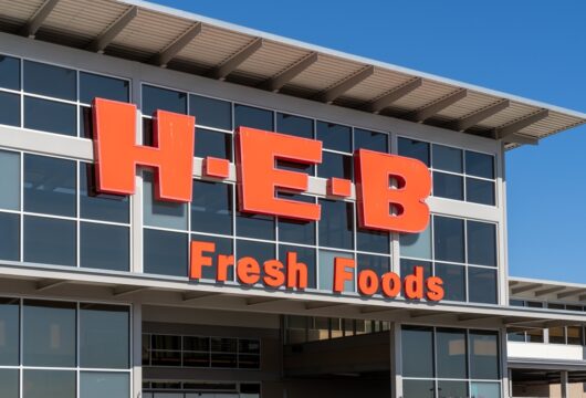 H-E-B sign above the entrance of a store