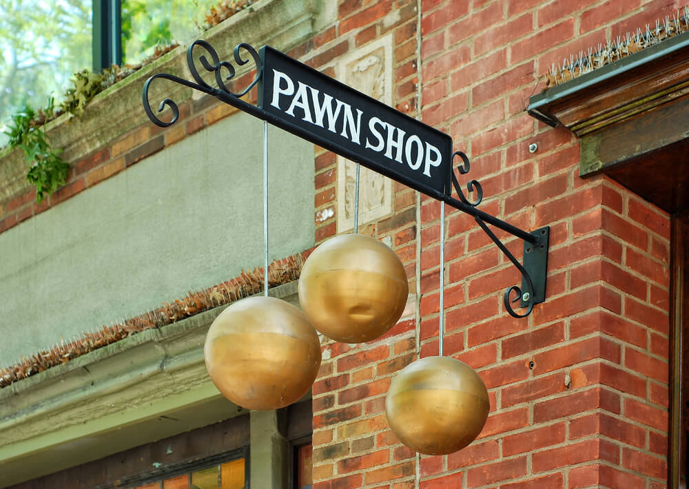 Decorative sign on the outside of a pawn shop