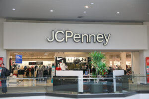 Front entrance of a JCPenney store in a mall