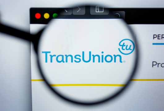 Transunion logo magnified from a computer screen