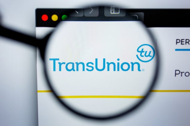 Transunion logo magnified from a computer screen