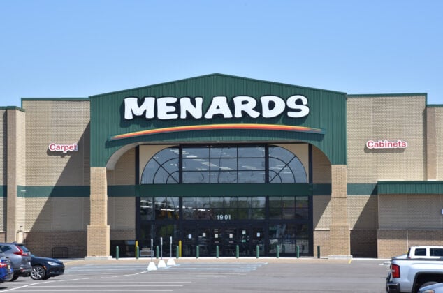 Front entrance of a Menards store