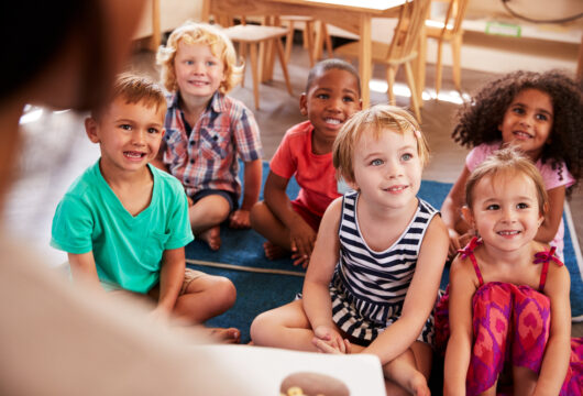Children in class at a Montessori school