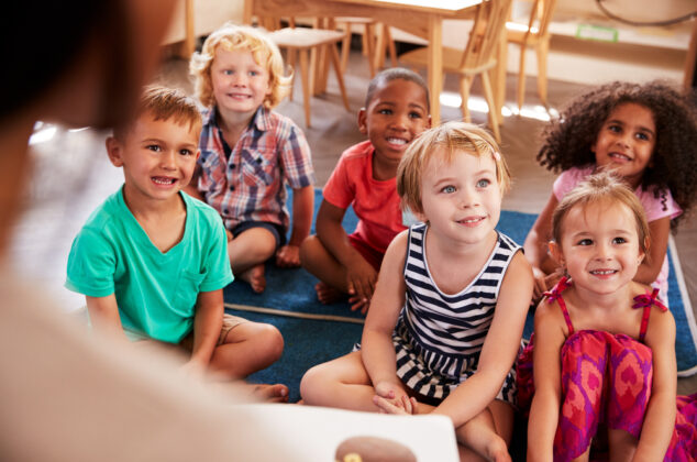 Children in class at a Montessori school