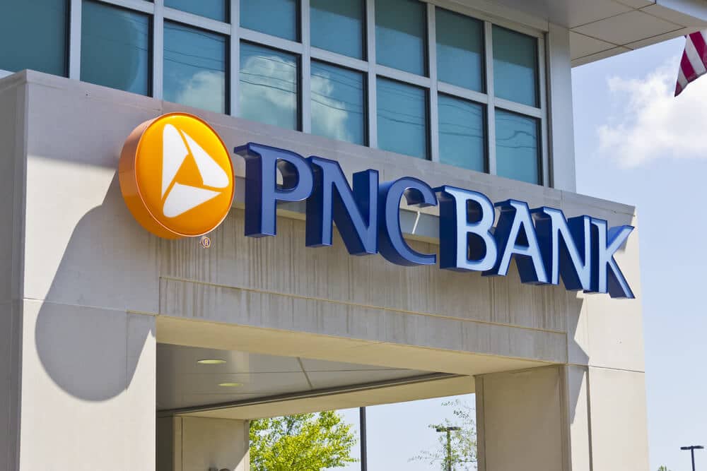 Logo sign above the entrance of a PNC branch