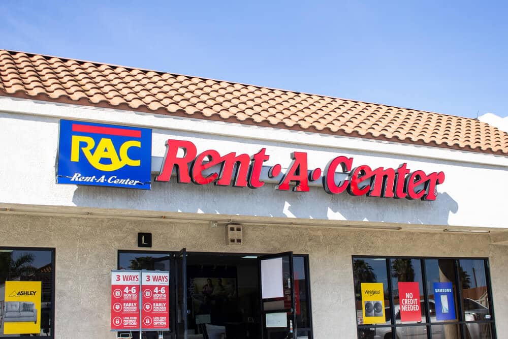 Sign on the front of a Rent-A-Center store