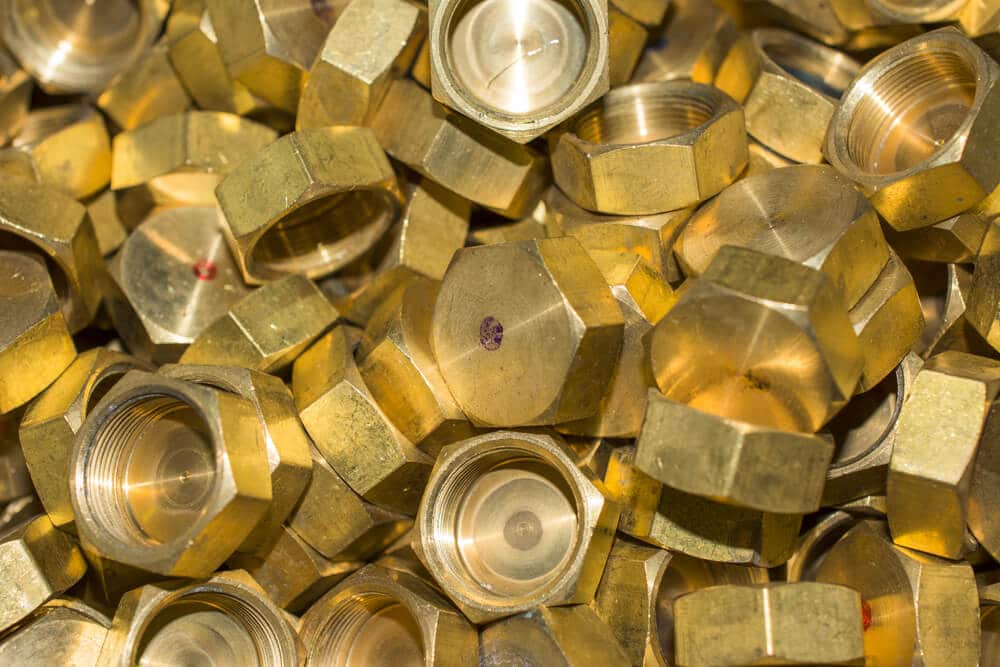 Pile of scrap brass pieces