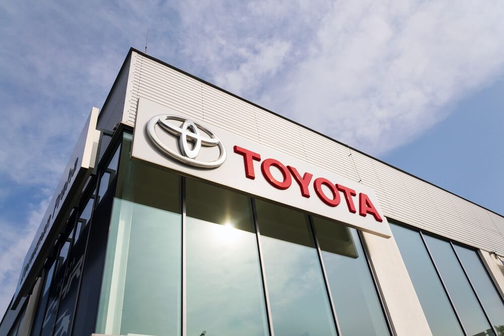 Toyota logo on the side of a building