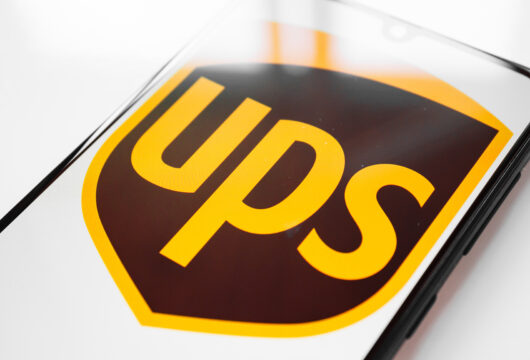 Smartphone displaying the UPS logo