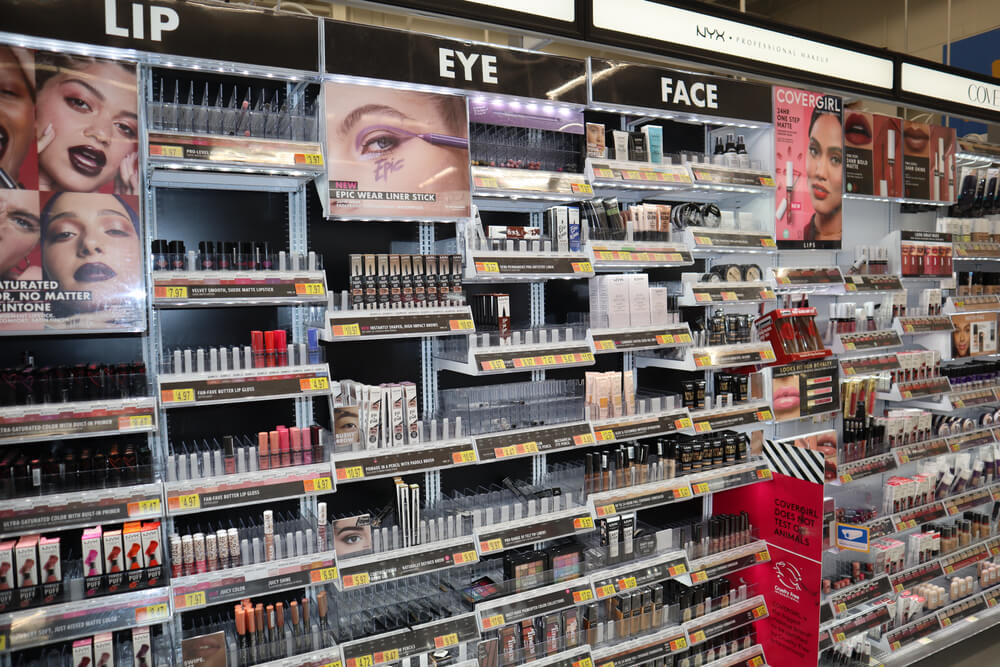 Makeup aisle at a Walmart store