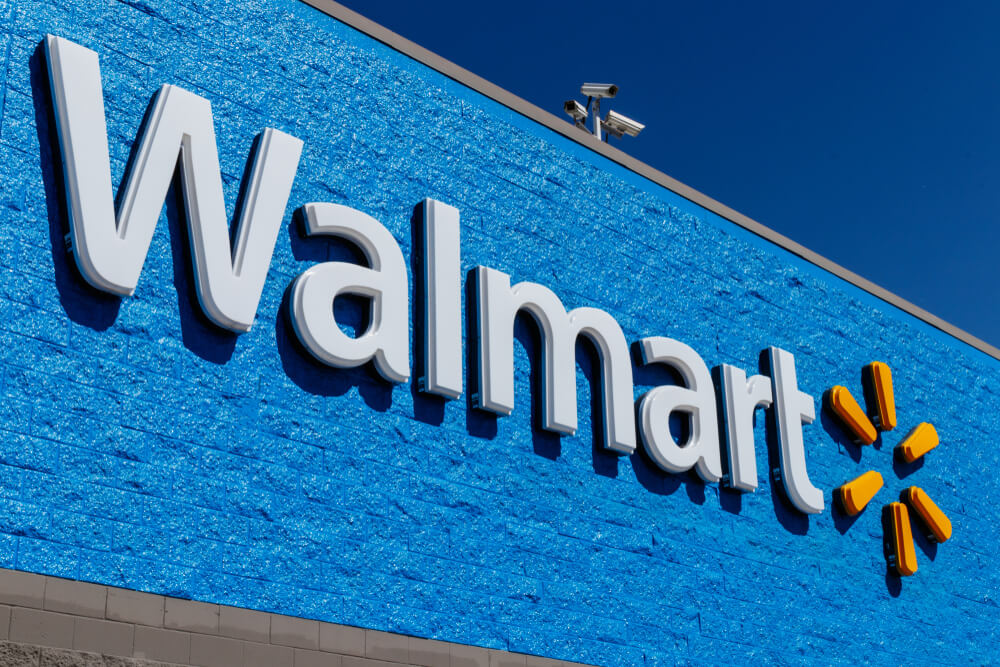 A Walmart sign on the side of a building
