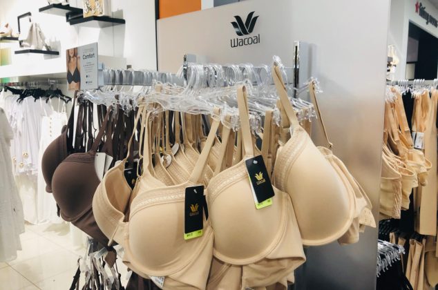 Bras on display at a store