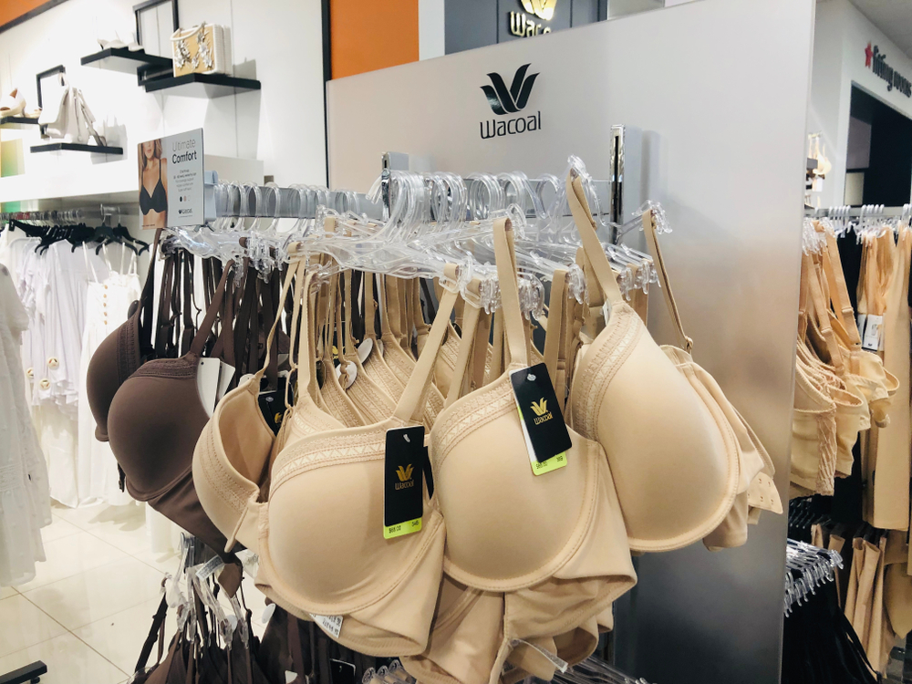 Bras on display at a store