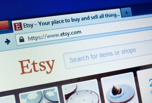 Etsy website shown on a computer screen