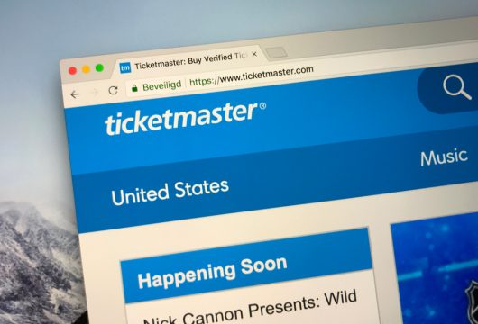 Ticketmaster shown in web browser on a computer screen