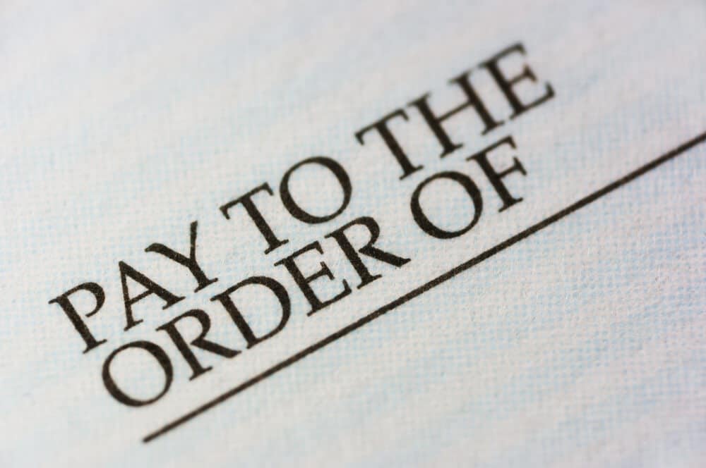 Pay to the Order of line